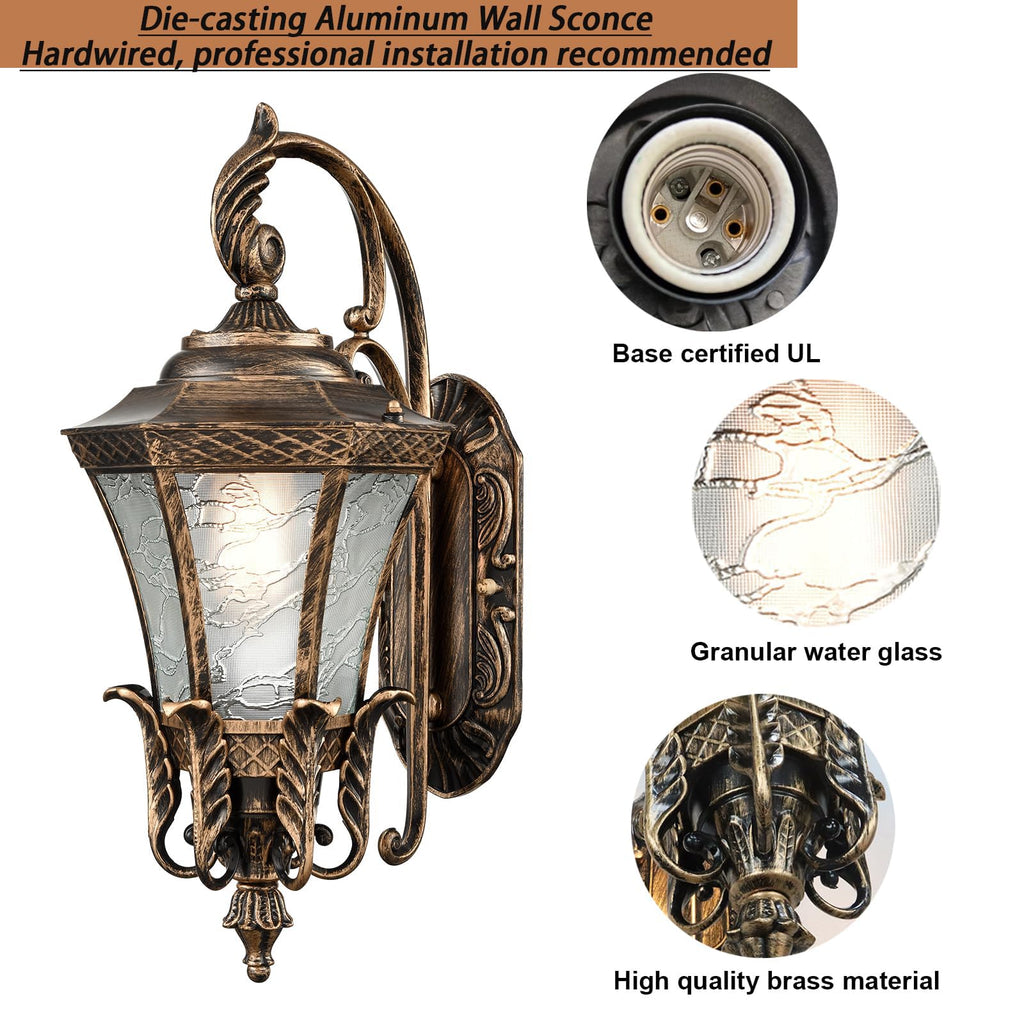 Waterproof Retro Brass 20.87" H Outdoor Wall Light with Glass