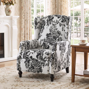 Wingback Recliner Chair, Traditional Push Back Recliner Chair with Padded Seat, Upholstered Wingback Chair, Mid