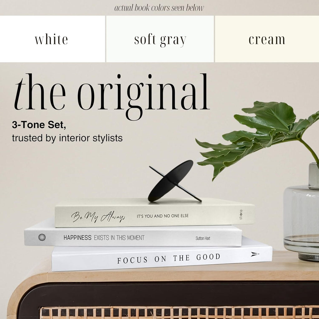 Book Decor Set - 3 Real Decorative Books Décor, Coffee Table & Bookshelf Styling with Confidence, Designer Books for