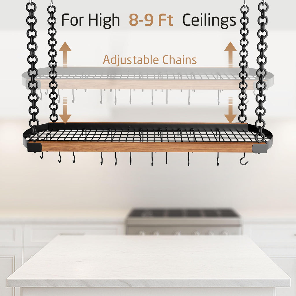 48 Inch Large Hanging Pot Rack Ceiling Mount with 130lb High-Capacity