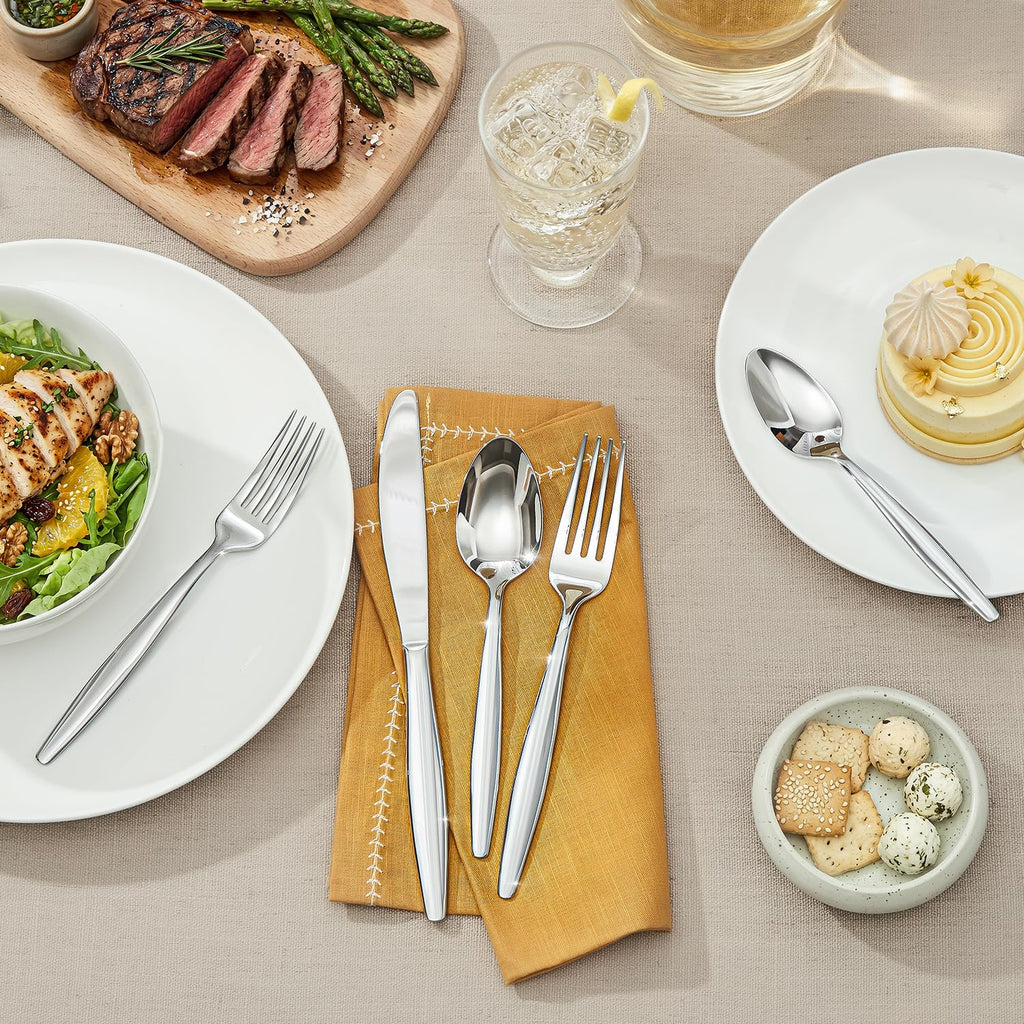 Silverware Set, Premium Stainless Steel Flatware Set (Silver, 10-Piece)