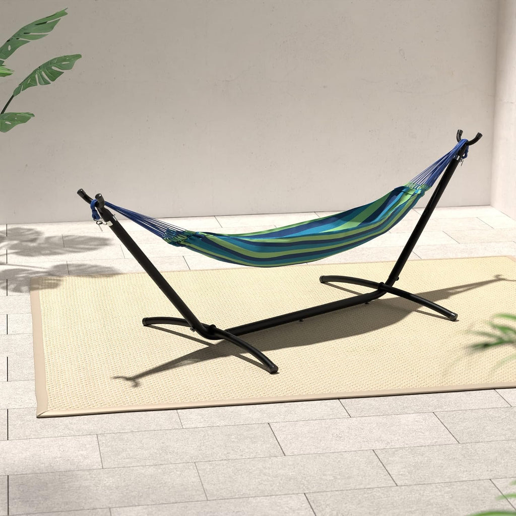 2 Person Heavy Duty Portable Sturdy Hammock Stand for Outside, Easy Assembly, Includes Carrying Case, 9 foot, Black