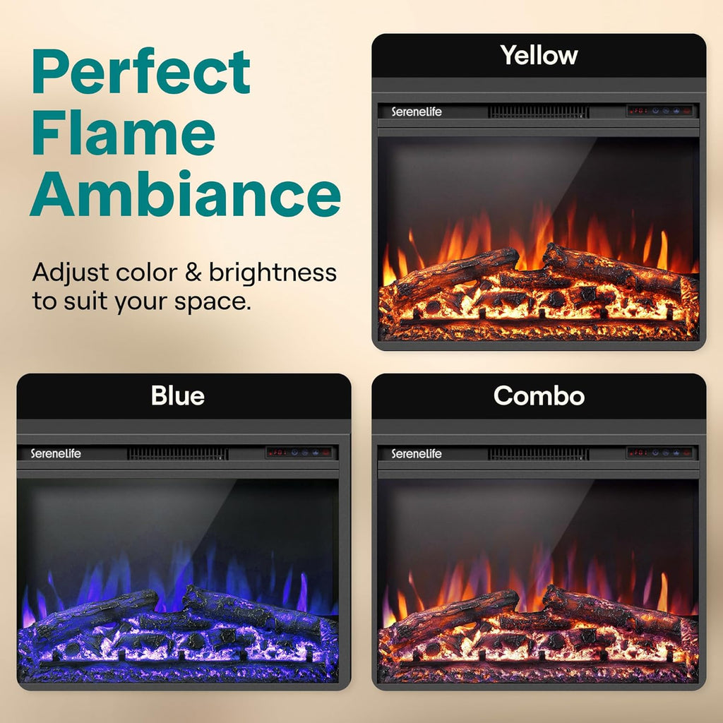 Electric Fireplace Insert with Heater | Smart Wi-Fi App Control & Remote | 700W/1500W Adjustable Thermostat