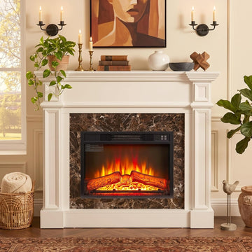 46 inch Electric Fireplace with Mantel, Portable Freestanding Wood Stove with Remote Control, 23'' Fireplace