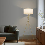 Jaxon Tripod Floor Lamp with Pleated Drum Shade, Modern Lamp, Contemporary and Elegant LED Lamp