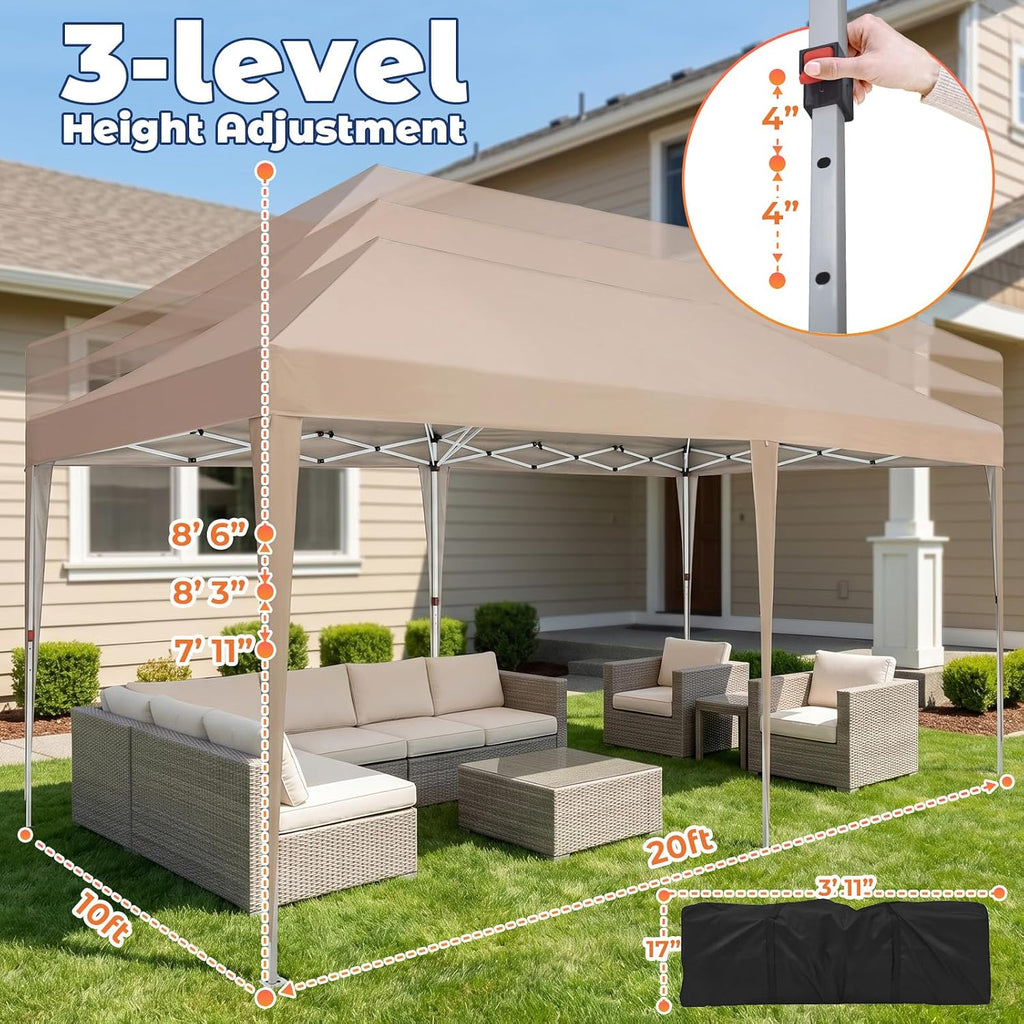 10x20 Pop up Canopy Tent, Easy up Instant Shelter Gazebo Outdoor Canopy, Waterproof Party Tent Weddings