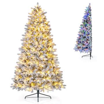 6 FT Snow-Flocked Pre-Lit Half Christmas Tree for Wall Corner