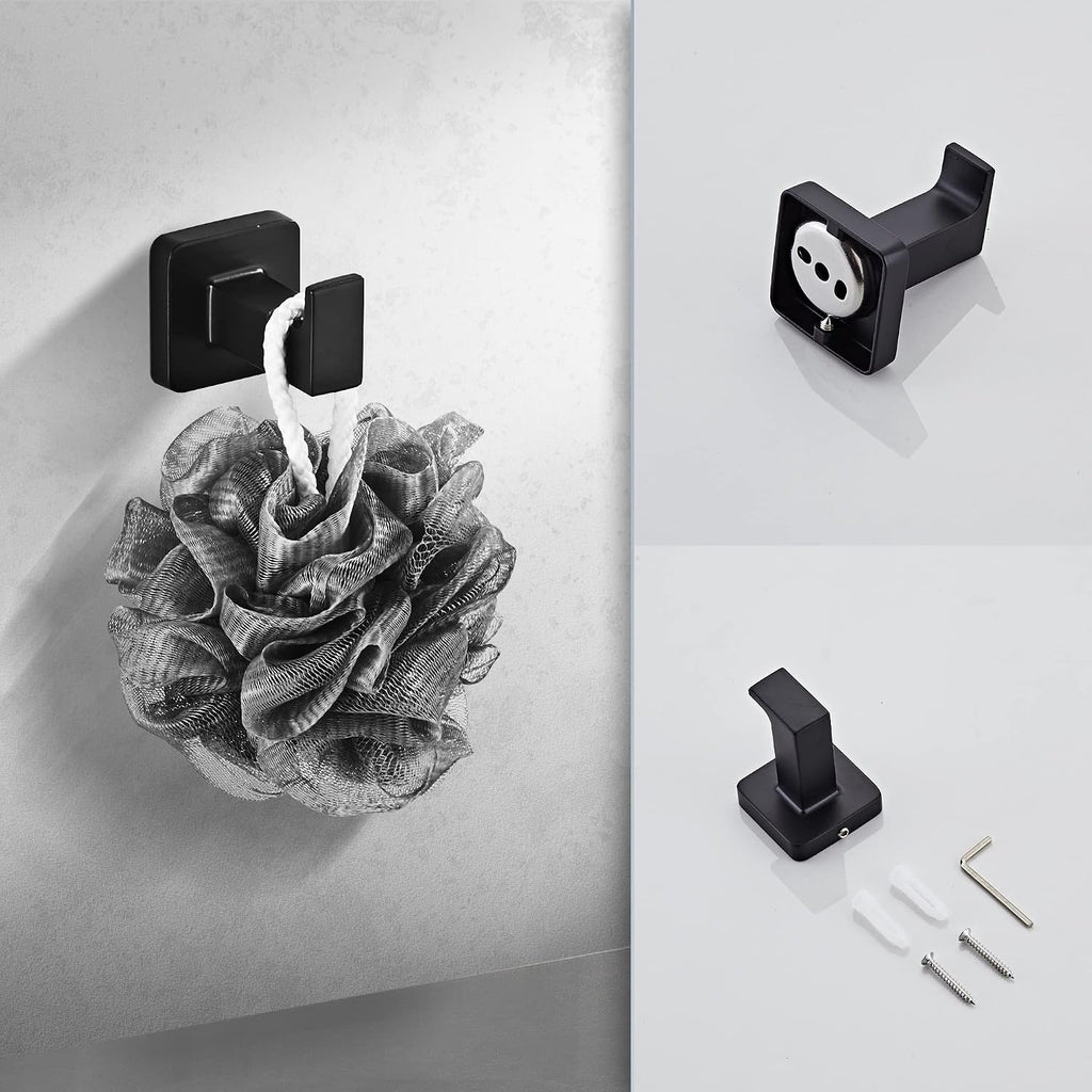 Matte Black Bathroom Hardware Set 4 Pieces,Bathroom Accessories Set Stainless Steel Wall Mounted, Hand Towel Bar