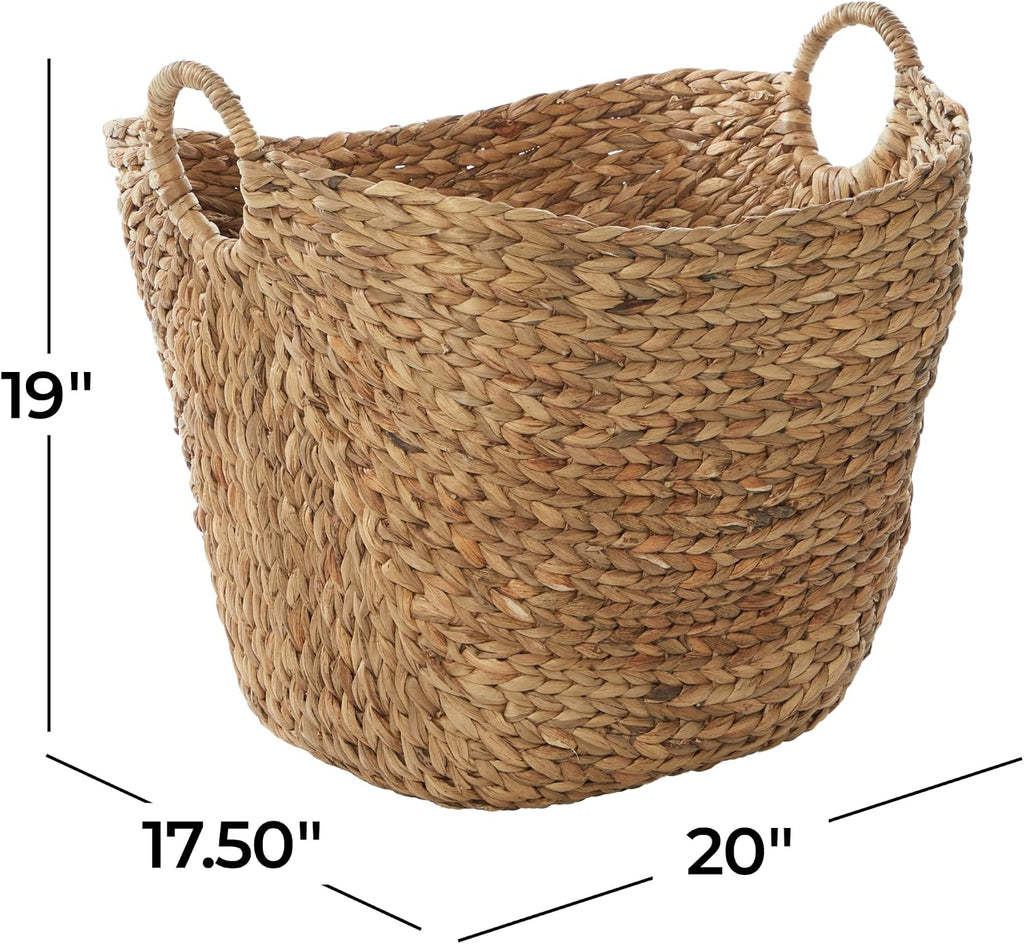 79 Seagrass Storage Basket, Large Woven Basket, 20" x 18" x 19", Brown | Handmade decorative and functional basket