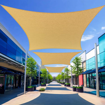 Shade Sail 10'X18' Rectangle Sand Breathable UV Block Outdoor Canopy for Backyard Patio Pergola Garden Deck(We Make