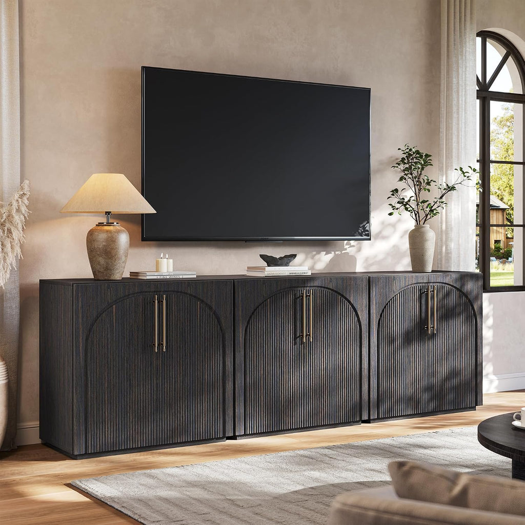 Sideboard Buffet Cabinet with Fluted Doors, 31.5'' W Credenza