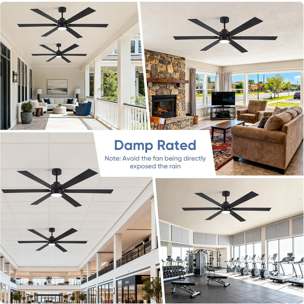 66 Inch Outdoor Smart Ceiling Fan with Light, Works with Alexa, App & Remote Control