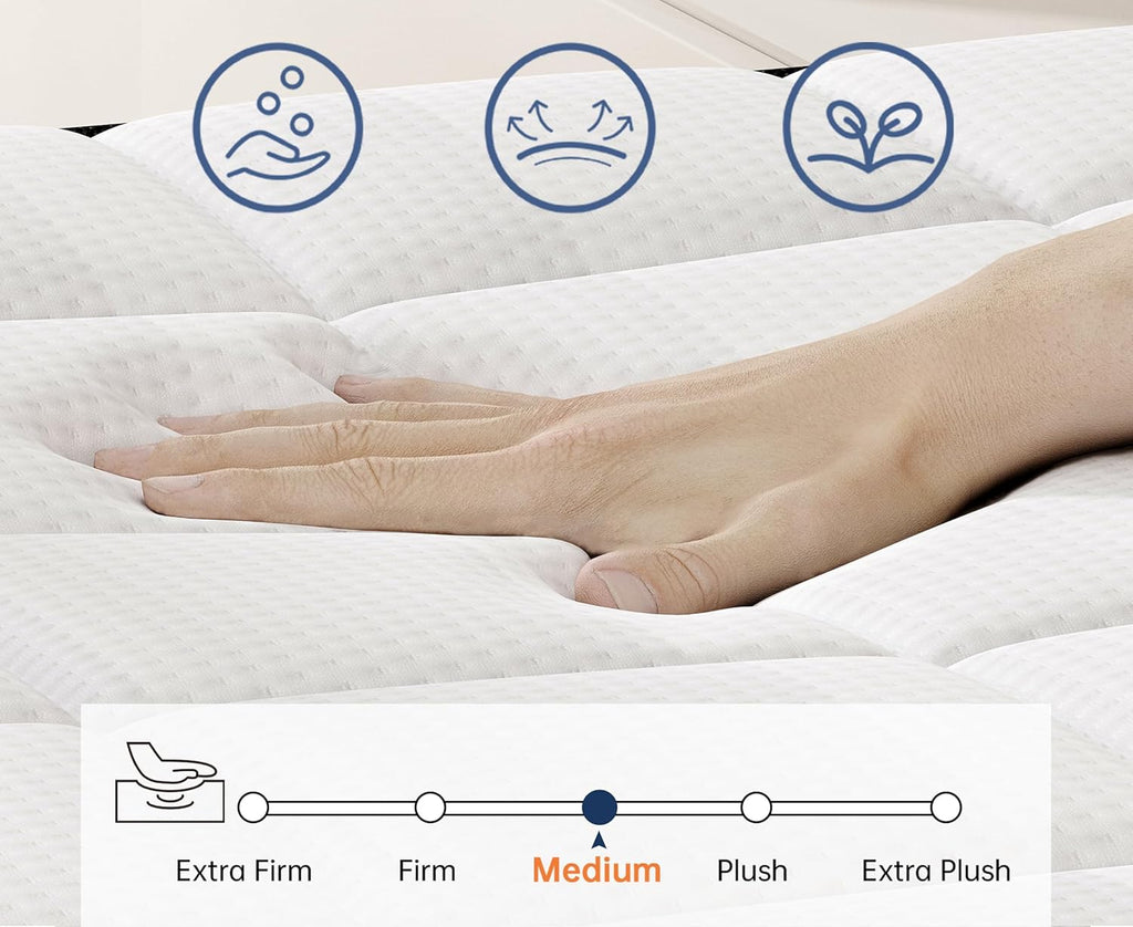 14 Inch King Mattress, Medium Firm Hybrid Pocket Spring Bed