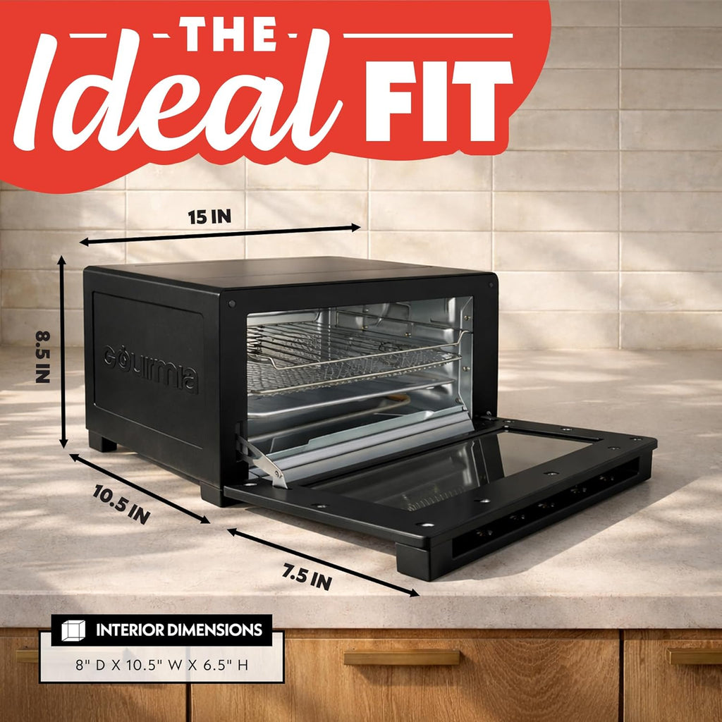 Toaster Oven Digital Air Fryer - Convection Mode with 4 Slice Capacity, 3 Rack Positions, 12 Presets, Toast, Bagel