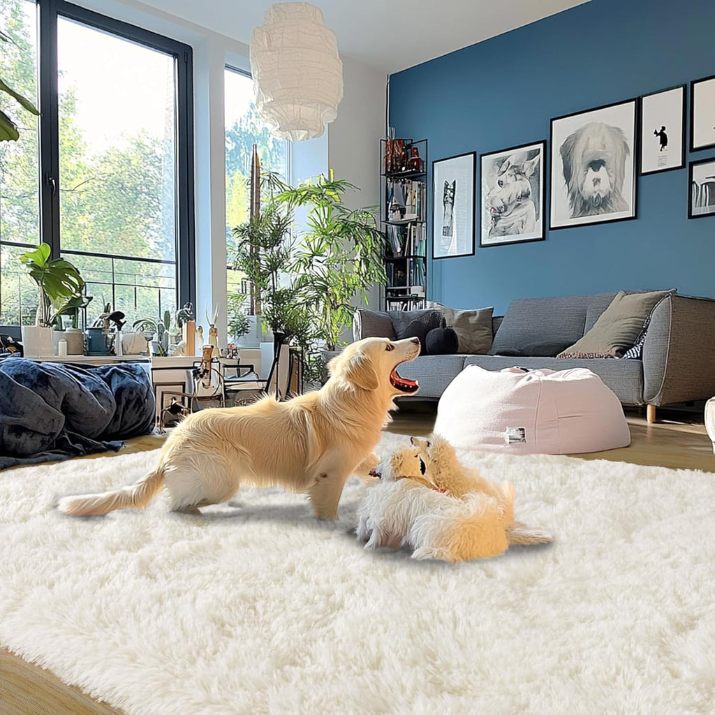 Cream White Plush Rug