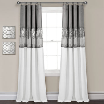 Night Sky 100% Blackout Window Curtain Panel Single 42"W x 84"L, Gray & White - Blackout Curtains - Sequin Curtains