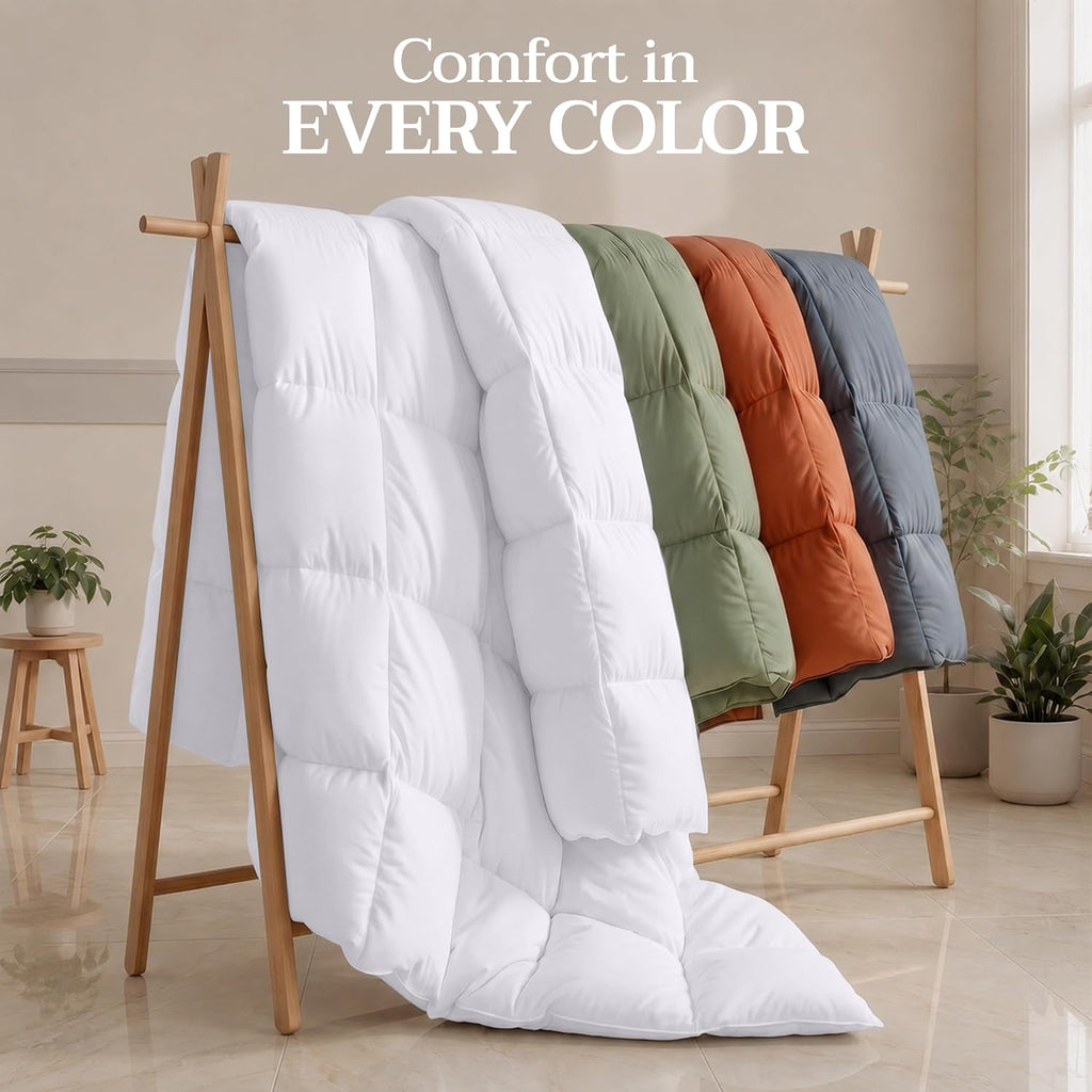 Twin Comforter, Duvet Insert, White, 64 x 88 Inches