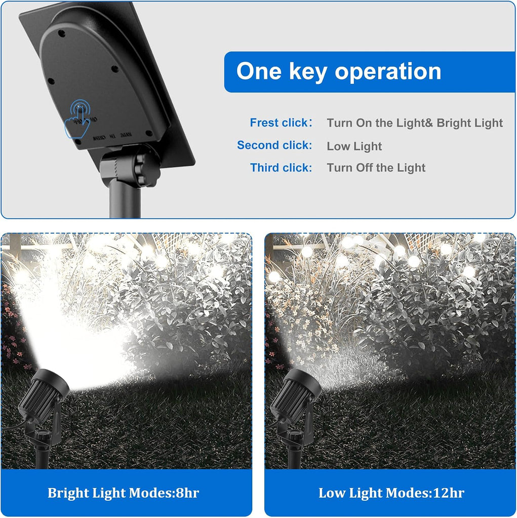 Spot Lights Outdoor, 6000K Cool White Landscape Spotlights IP65 Waterproof 9.8ft Cable, Dusk to Dawn Solar Uplights