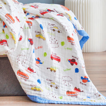Cars Cute Muslin Big Wrap Blanket 100% Cotton 6 Layer Quilt Bed Blanket Soft Warm Throw Sofa Couch Toddler Kids Boys