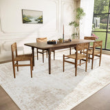 8x10 Washable Vintage Medallion Area Rug, Non-Slip Low Pile Soft Carpet Beige