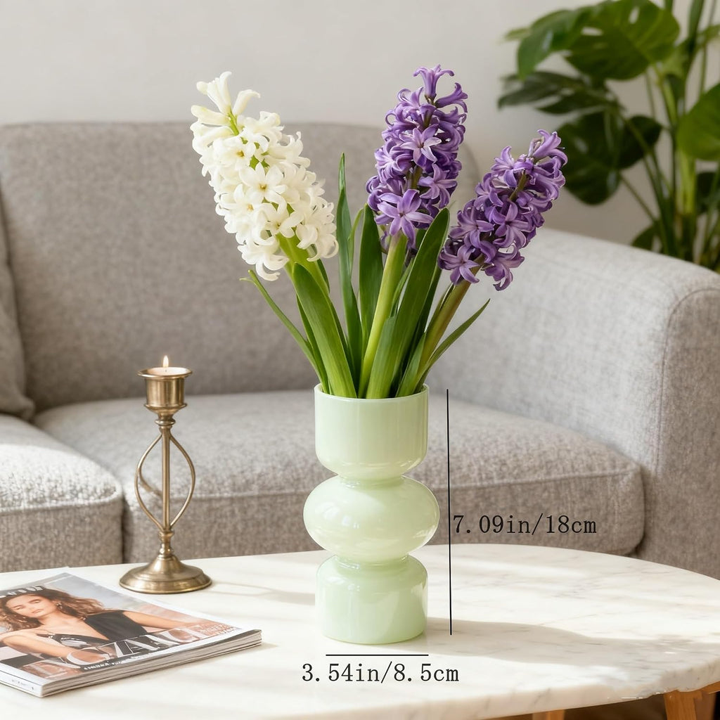 Glass Hydroponic Flower Vase, 7 Inches Colored Bubble Vase