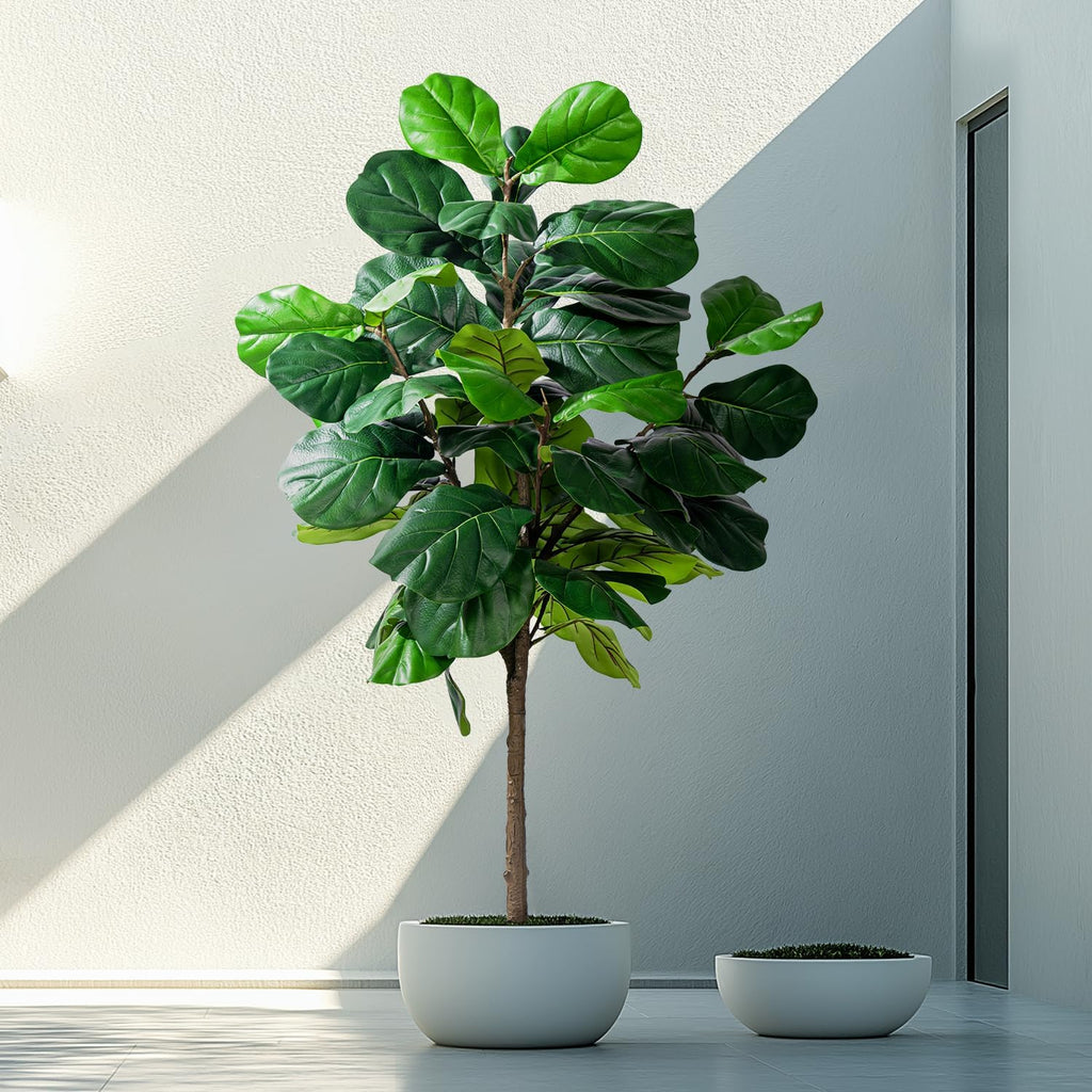 Fiddle Leaf Tree-6ft Faux Plant Fake Ficus Lyrata Tree Artificial Fig Silk Trees with Pot Floor Plants Living Room