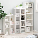 LUDER Book Shelf, 7-Cube Bookshelf, Bookcase with Open Shelves, 9.4 x 19.5 x 41.7, Easy Assembly, White