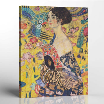 Fine Art Prints, Klimt Wall Art, Gustave Klimt Prints, Lady With A Fan Canvas Print, Ready To Hang Home Wall Decor