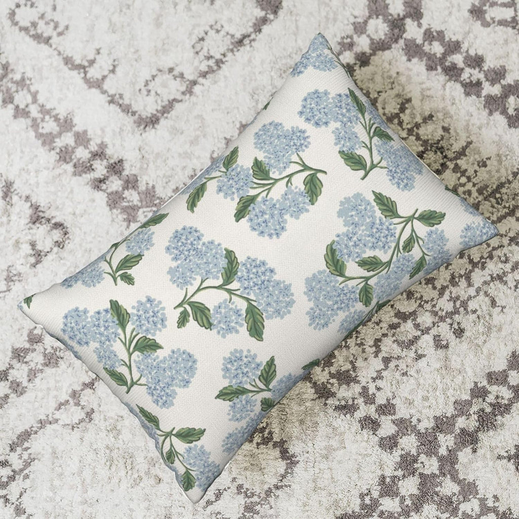 Spring Pillow Covers 12x20 Inch 2 Pcs Blue Green Hydrangea Flower Decor Throw Pillows Vintage Floral Seasonal Summer