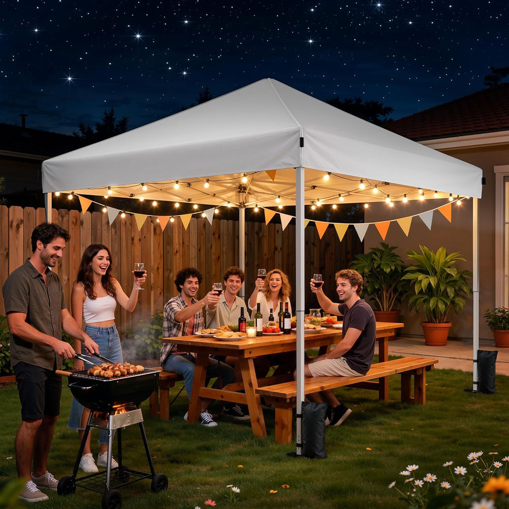 10x10 Pop Up Canopy Tent, Instant Setup Portable Canopy with Carry Bag, 4 Sandbags and 8 Stakes Events