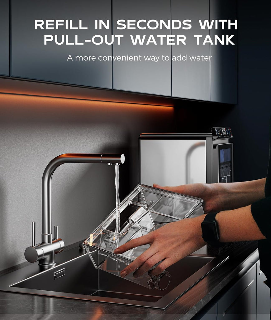 Smart Nugget Ice Maker Countertop, First Full-Color Smart Panel Ice Machine with APP Control, Double-Layer