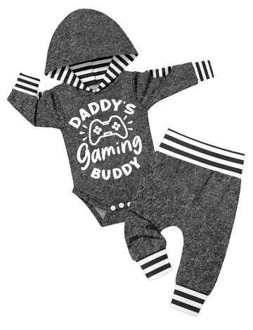 Baby Boy Clothes Outfits Grey Hooded Bodysuit Set Fall Clothes Infant