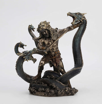 12 3/8 Inch Hercules Battling The Hydra Cold Cast Resin Antique Bronze Finish Statue Home Decor | 12.25 in High, Cold