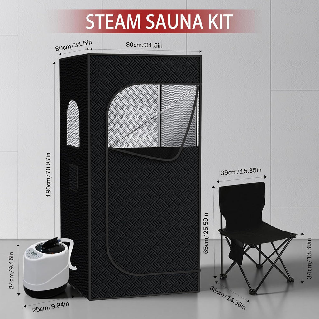 Sauna Box, Portable Steam Sauna for Home with 1000W 3L Steamer, 9-Level Temperature Control & Remote