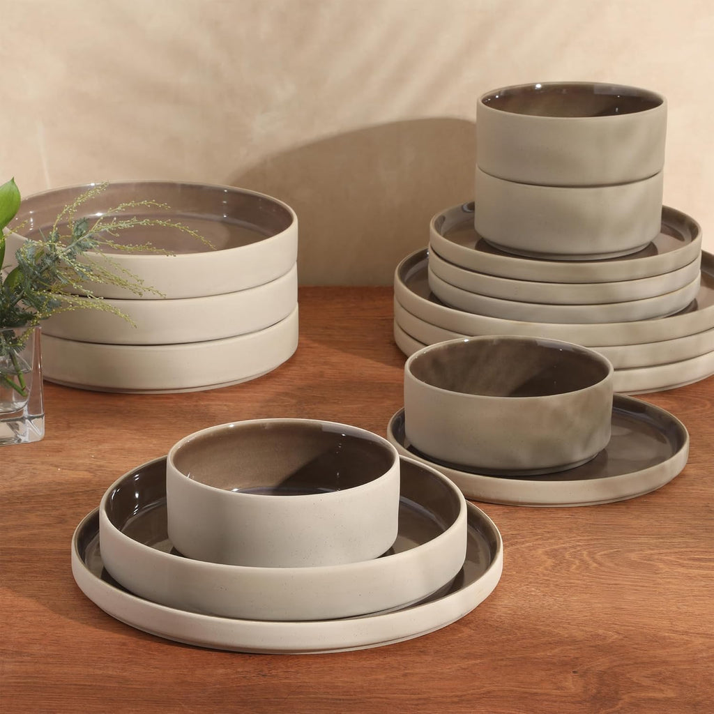Liberty Bay 16-Piece Pottery Clay Stoneware Dinnerware Set