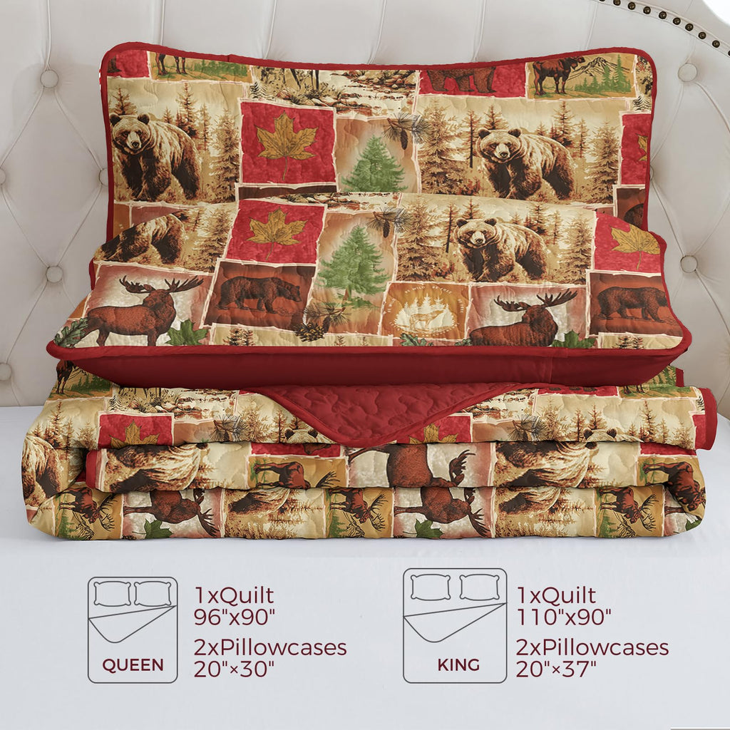 Christmas Quilts King Size, Rustic Patchwork Bedding Set