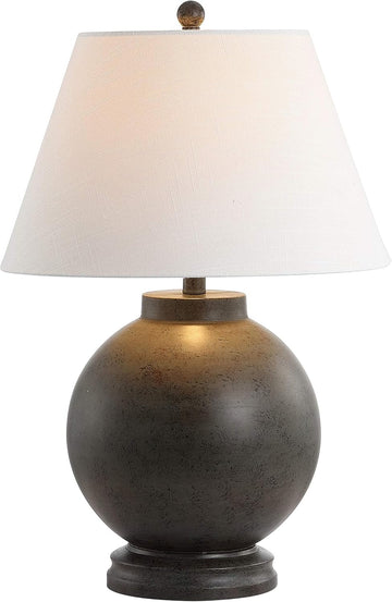 26" Dark Gray Contemporary Resin Sphere LED Table Lamp Bedroom, Transitional Sculptural Desk Lamp