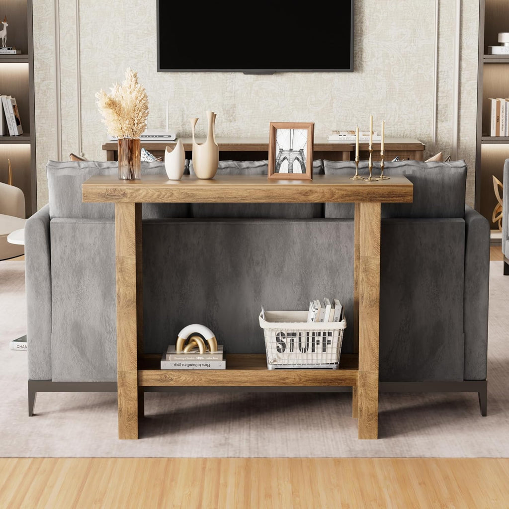 Farmhouse Wood Entryway Table Narrow Console Tables with Storage Behind The Couch Sofa, Entrance Side Table with