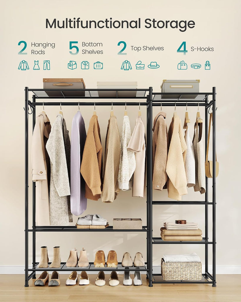 Portable Closet Wardrobe, Clothes Rack, Closet Organizers and Storage, Freestanding Clothing Rack with 7 Shelves, 2