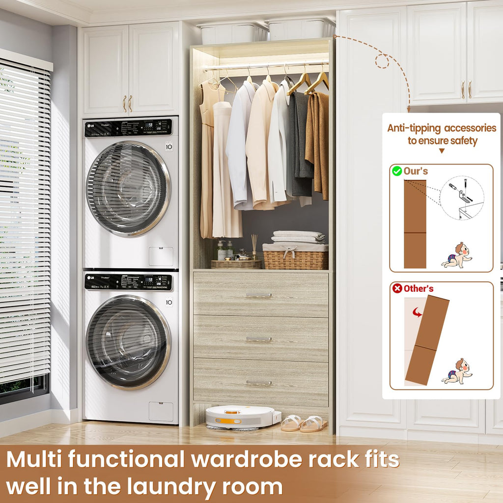 1.8FT Closet System with Drawers, 21.5'' Closet Organizer
