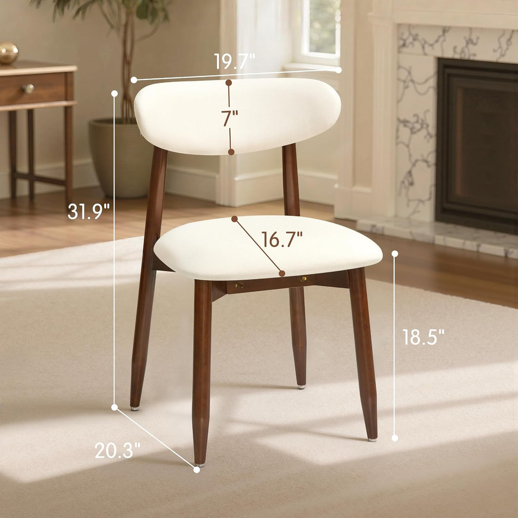 Dining Chairs Set of 4, Upholstered Wooden Dining Room Chairs, Mid Century Modern Fabric Kitchen Chair with Ergonomic