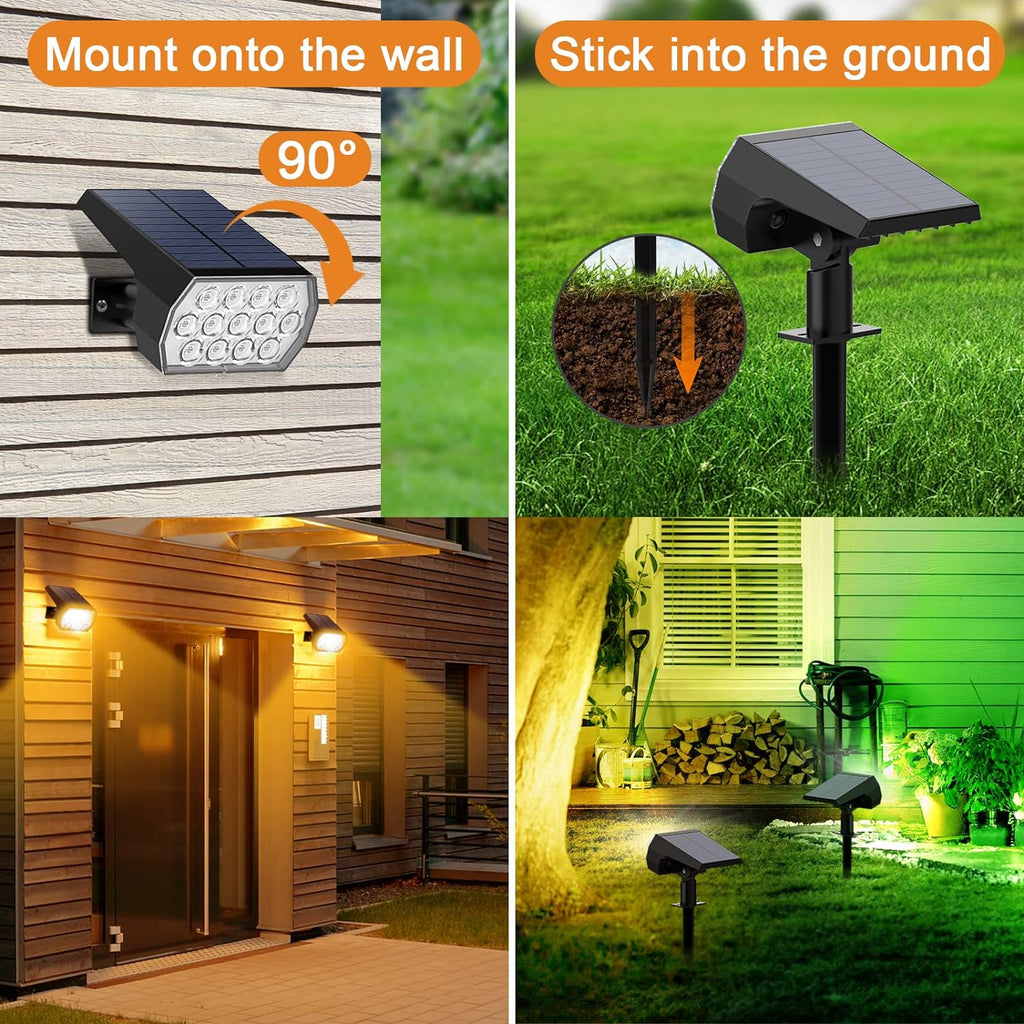 Solar Spot Lights Outdoor Color Changing,[7 Modes/4 Pack] Christmas IP65 Waterproof Landscape Spotlights, Dusk to