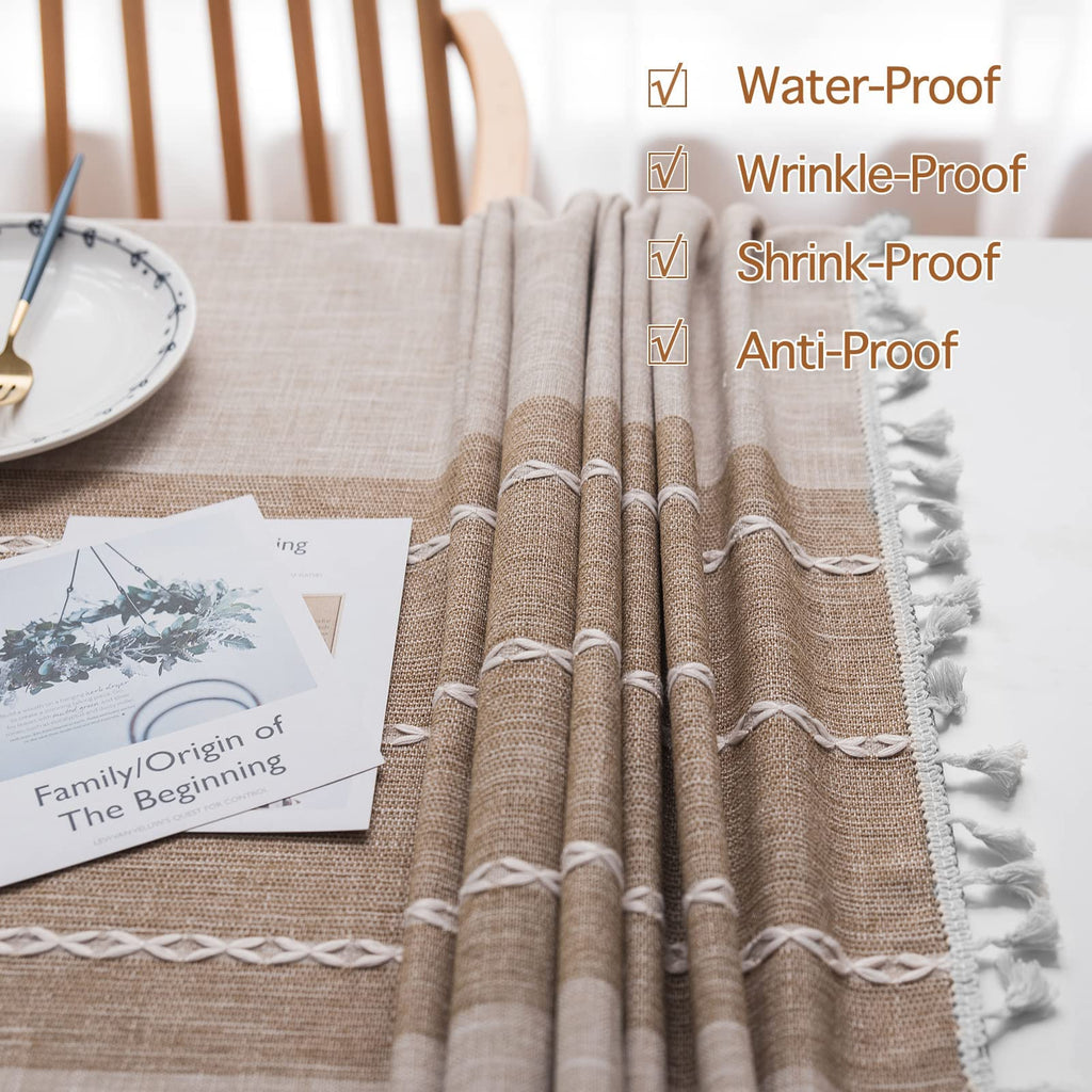 Tablecloths for Rectangle Tables, Cotton Linen Table Cloth Waterproof Tablecloth Wrinkle Free Farmhouse Dining Tables