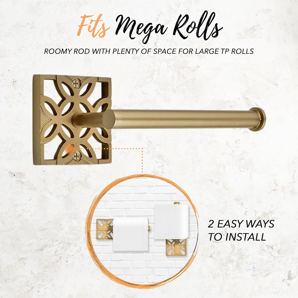 5-Piece Bathroom Hardware Set - Antique Gold (Muted, Brushed Finish - Not Shiny), Wall Mounted Towel Bar, Towel Ring