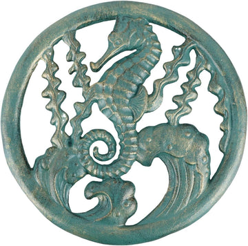 Cast Iron Trivet for Hot Pots, Heavy Duty Heat Resistant Pot Holder, Seahorse Seagrass Decorative Kitchen Accessory