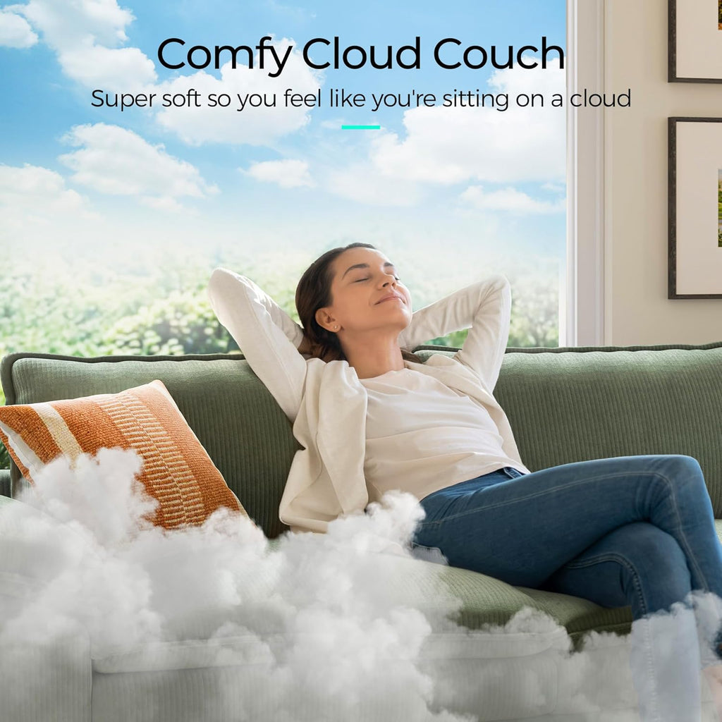 HOME 123'' Modular Sectional Sofa Green Couch Corduroy Cloud Couches for Living Room