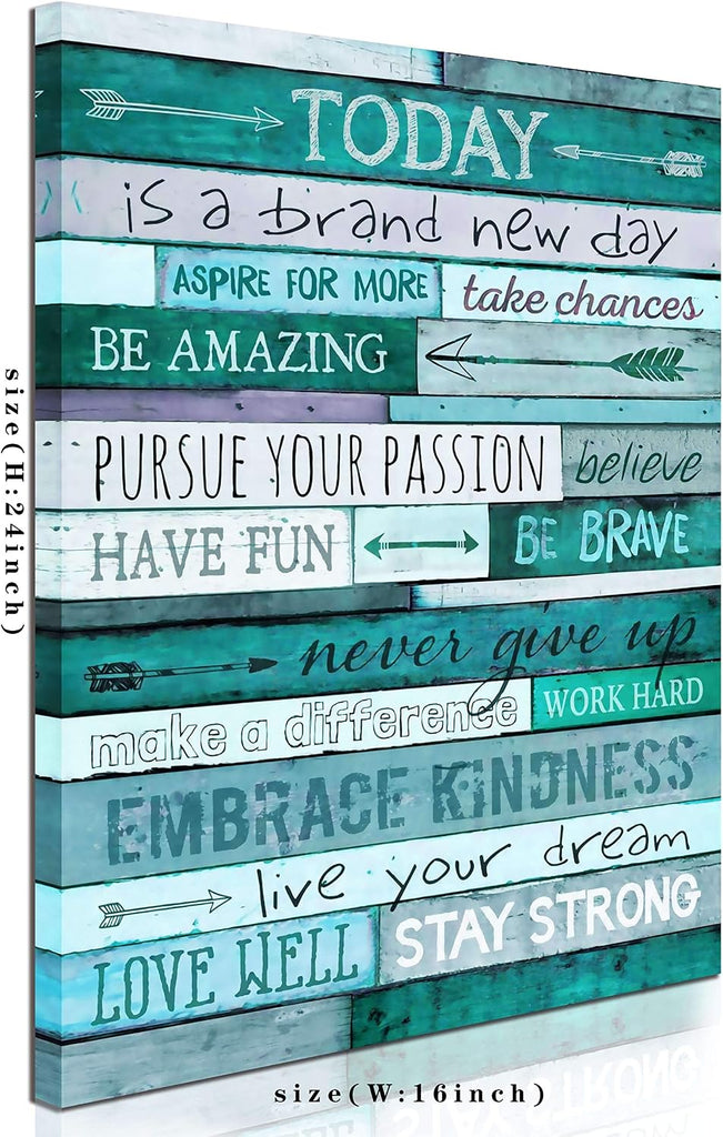 Inspirational Wall-Art - Quotes Office Wall Decor - Teal Wall Decor - Word Artwork Walls With Framed Canvas Art