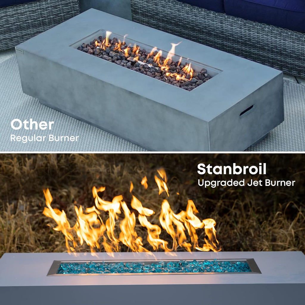 48 x 14 Inch Upgrade Rectangle Fire Pit Burner Pan Kit with H-Burner Natural Gas