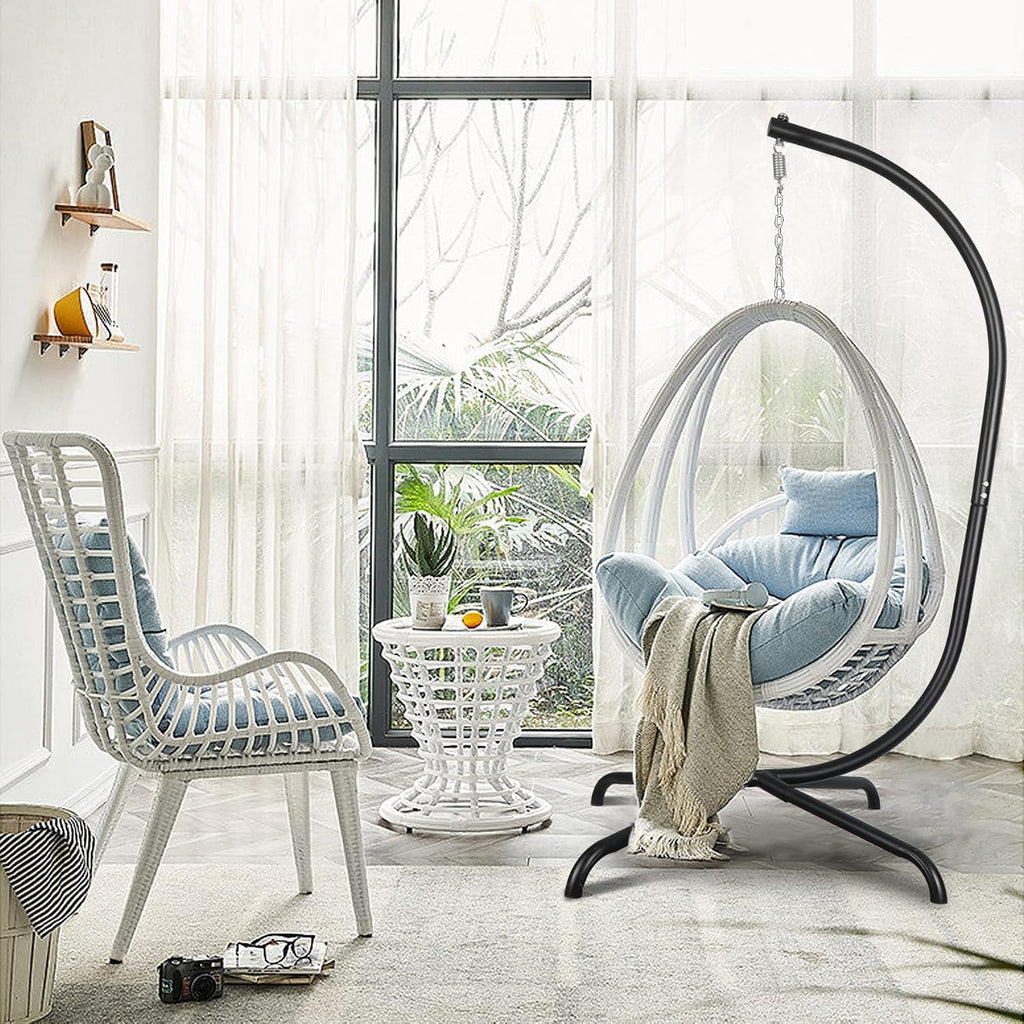Hanging Egg Chair Stand,Strong Iron Hammock Chairs Frame with Spring Hook Stable Base,Heavy Duty Swing Chair Stands