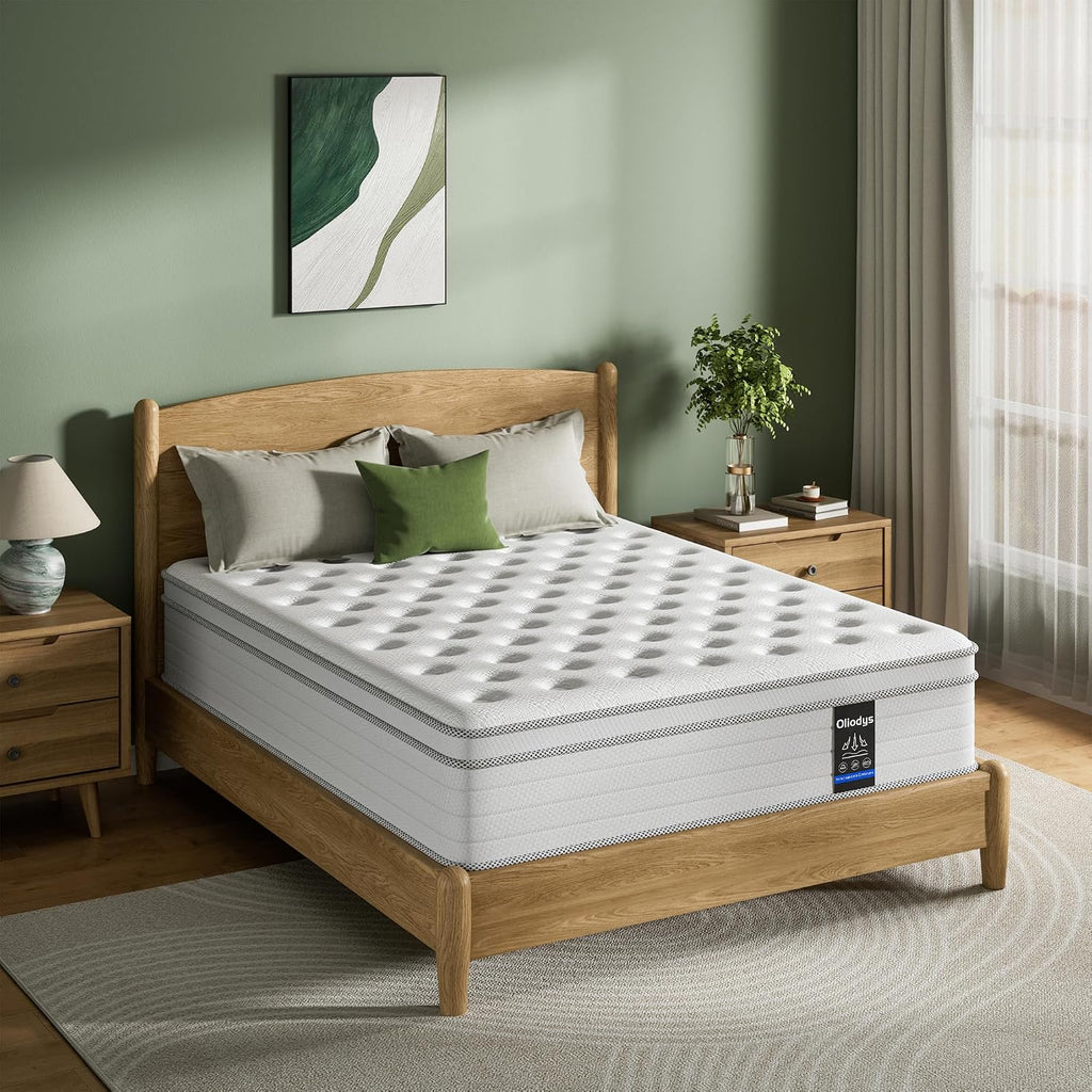 Full Mattress 12 Inch, Hybrid Spring Mattress, Medium Firm | Cool Sleep & Pressure Relief, Fiberglass-Free